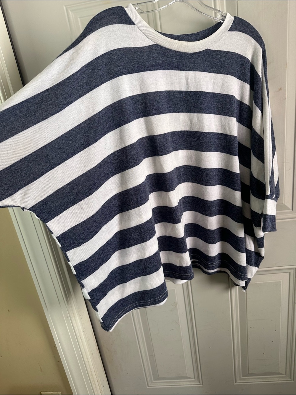 LA MIEL Navy and White Striped Drop-Shoulder Kids Top